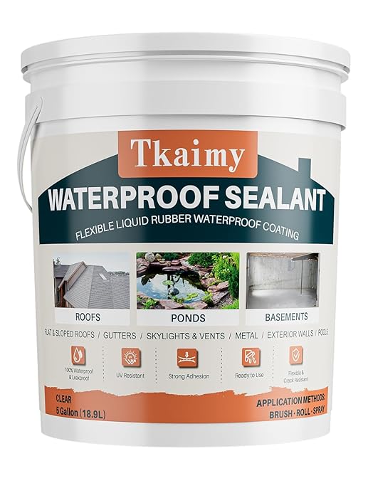 Tkaimy Transparent Waterproof Coating Agent, 5 Gallon, Invisible Waterproof Sealant Leak Repair, Indoor & Outdoor Roof, Shower, Wall, Kitchen, Skylight, Clear Water Proof Sealant