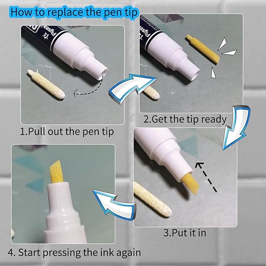 5 PCS Tile Grout Pen Home Repair Pen Tile Paint Markers for Tiles Floor Wall Bathroom Kitchen Repair Tools (Light Gray)
