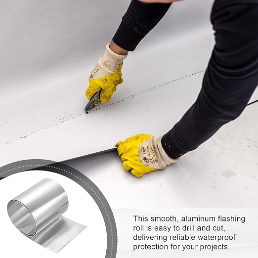 uxcell Aluminum Flashing Roll, 12in x 3.3ft Metal Roof Panels 0.05mm Waterproof Aluminum Sheet Roll for House Repair, Roof Flashing, Sealing Windows Doors, DIY Projects