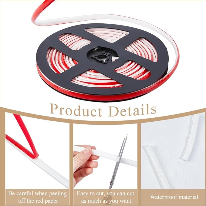 GORGECRAFT 5.5 Yard Self Adhesive Caulk Tape 0.3 Inch White Waterproof Caulking Strip Peel and Stick Roll Flexible Triangle Molding Trim Sealing Sealant Tape for Sink Bathroom Corner Ceramic Tile Edge
