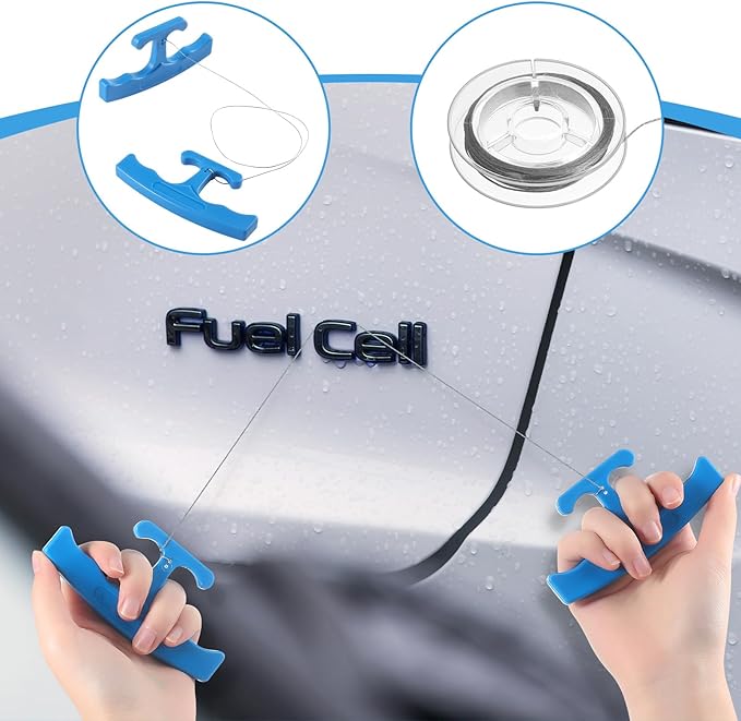 Therwen Car Emblem Removal Tool Wrap Tools Plate Line Badge Remover Car Surface Emblem Removal Kit with Extra 5M PE Cables for Vehicle Window Film Installation (Blue)