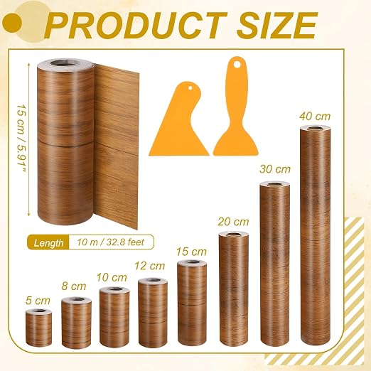 PATIKIL Wood Grain Repair Tape, 6" x 33' Self Adhesive Realistic Wood Tape with Scraper Durable Repair Patch for Furniture Floor Window Door Table DIY Home Decor, Ash-Tone Grain