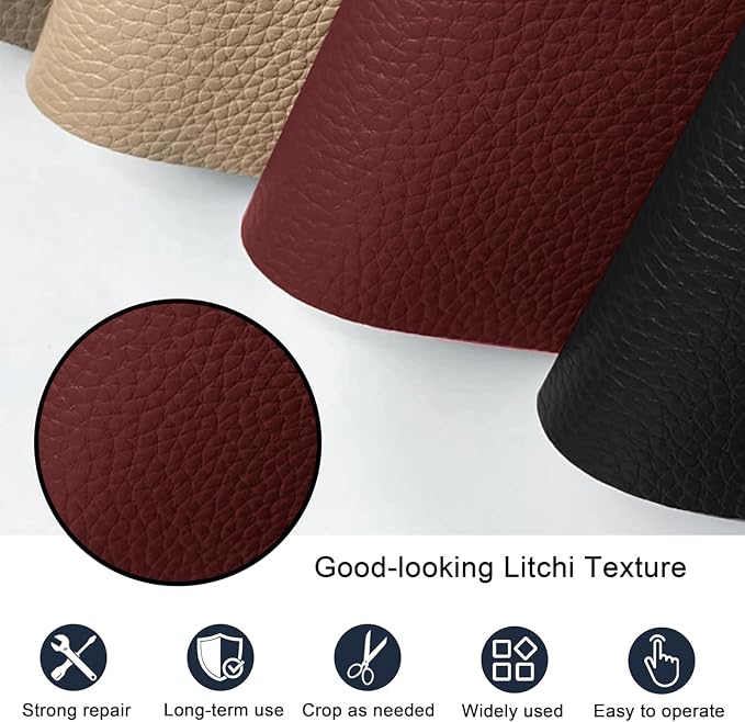 Leather Repair Patch Tape,16x63 inch Self Adhesive Leather Patches for Furniture,Vinyl Leather Repair Kit for Couches,Car Seats,Sofas,Office Chairs,Burgundy