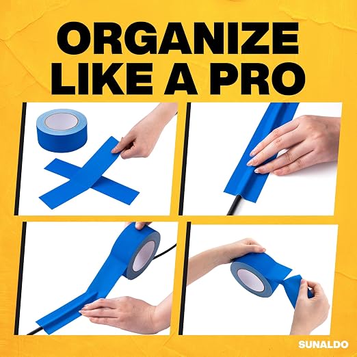 Gaffers Tape Heavy Duty, Easy to Rip, Residue-Free Professional Grade Floor Tape for Electrical Cords, Matte Finish Non Reflective, Weather Resistant (6, Blue, 2" x 30 Yards)