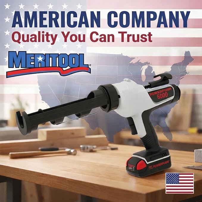 6000 Series Cordless Caulking Gun – 20V Lithium Battery Powered Electric 10oz Cartridge Dispenser, Lightweight 3.75 lbs, 1000 lb Thrust, No-Drip Sealant & Adhesive Applicator