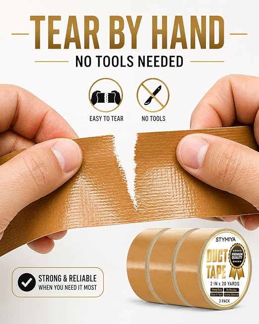 Brown Duct Tape Heavy Duty: Wide Waterproof Outdoor Duck Furniture Repair Tape Bulk - Strong Adhesive Weather UV Resistant No-Residue Masking Tapes Patterns Variety Pack (3, Brown)