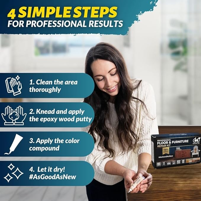 Coconix Floor & Furniture Repair Kit | Fix Scratches, Scuffs, and Dents on Hardwood Floors, Furniture, and Laminate Surfaces | Easy Application with Kneadable Putty