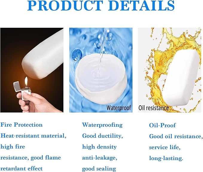 8-Pack New Type White Waterproof Sealant Mastic, 2025 Upgrade Repair Sealing Clay, Plumbers Putty for Wall Holes AC Gaps Drain Pipe Sealing, Indoor Outdoor Waterproof Repair, Wall Hole