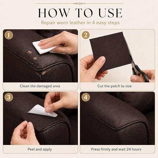 Self Adhesive Leather Repair Patch 24x54 Inch Sofa Car Seat Strong Adhesive | YAWQIRV Strong Self Adhesive Patch, Leather Repair Kit and Vinyl Repair Kit, Waterproof Scratch Fix, Durable, Reddish Brown