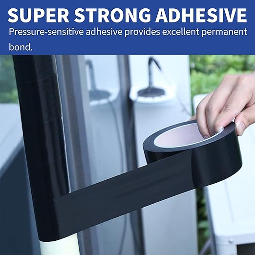 TAPEBEAR Corrosion Protection Pipe Tape, Wrap Pipe Tape for Drain Pipe, Metal & Electrical Piping, Anti-Corrosion Water Leak Proof PVC Tape, 4 Inch X 33 Yds, Black