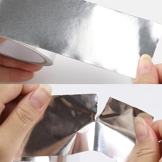 COSIMIXO Silver Aluminum Foil Duct Tape 4 Inches x 55Yards,Heavy Duty,High Temperature Sealing and Patching,Perfect for HVAC,Air Ducts,Foamboard,Metal Repair,Insulation,Dryer Vent and More
