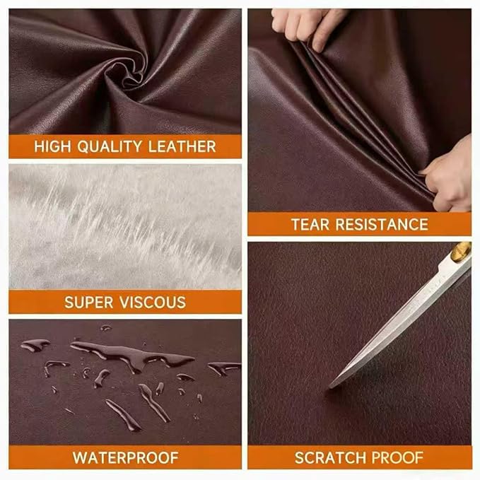 Leather Repair Patch, Self Adhesive Leather Repair, Advanced Vinyl Leather Repair Kit, Reupholster Leather Patches for Damaged Leather Furniture, Car Seats (Reddish Brown 24X54 Inch)