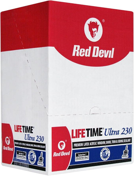 Red Devil 077050 Lifetime Ultra Premium Elastomeric Acrylic Latex Sealant, Gray, 10.1 oz, Pack of 12