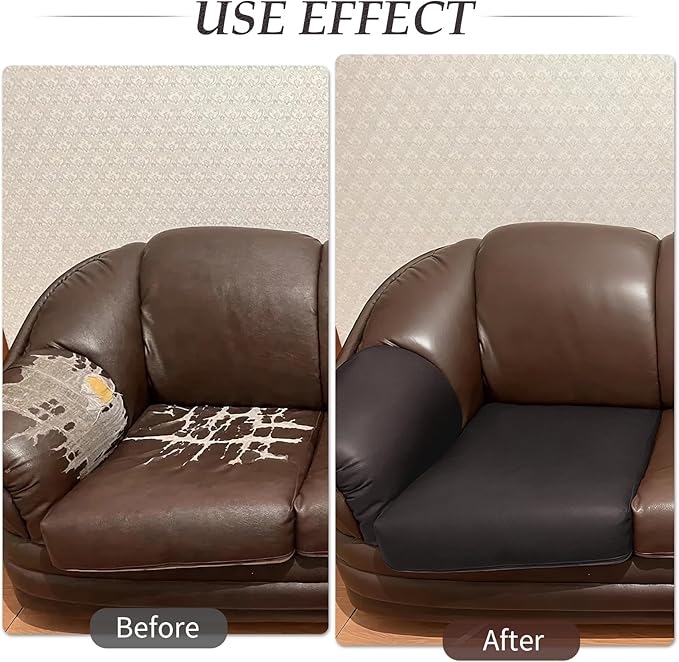 CHEIGHY Leather Repair Kit for Furniture, Self-Adhesive Waterproof PU Leather Patch Tape - Strong Adhesive for Sofa, Car Seat, Office Chair, Vinyl Upholstery, DIY Crafts (Brown, 17X79 inch)