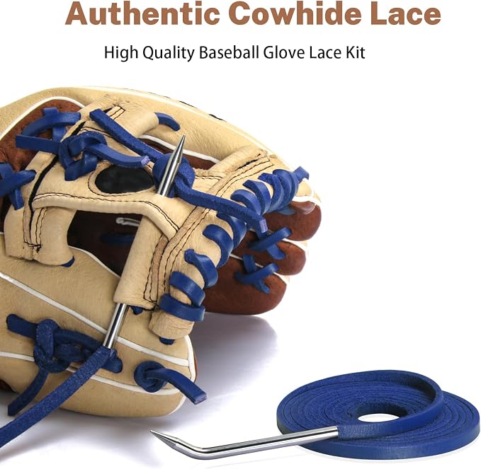 Softball Baseball Glove Lace, Mitt Lace Repair Kit Includes 2 Leather Laces and Lacing Needle for Catcher's Glove