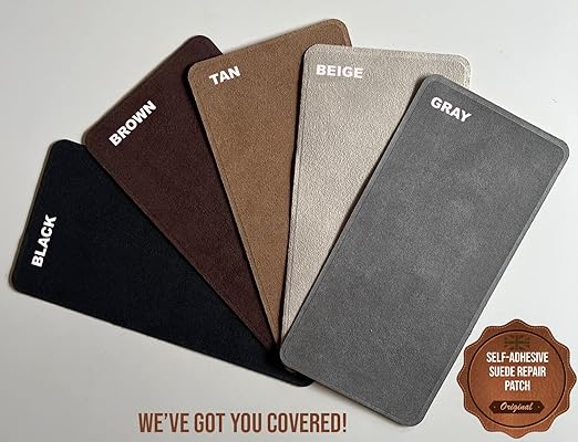 Instant MastaPlasta Suede Premium Repair Patch - Beige Suede - 4in x 2.4in (10cm x 6cm) - Self-Adhesive Suede Upholstery-Quality Patches for Sofas, Car Interiors, Bags, Shoes & More