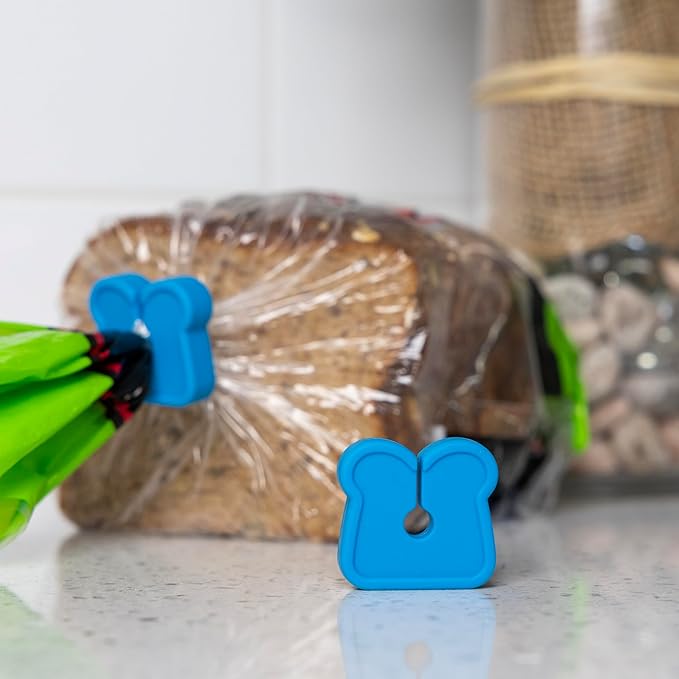 Pund'it Loaf Lock Bread Clips, Set of 2 Silicone Bagel Bag Clips, Navy