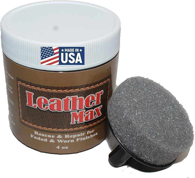 Furniture Leather Max Leather Refinish and Restorer 4 Oz Jar (Leather Repair) (Leather Restore) (Vinyl Repair) (Dark Grey)