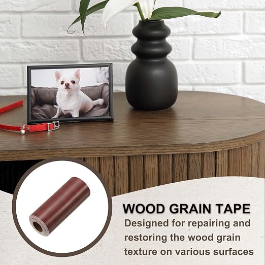PATIKIL Wood Grain Tape 4.7" x 32 ft, Self-Adhesive Wood Texture Repair Tape Realistic Wooden Effect Patch for Furniture Cabinets Floor Walls, Walnut