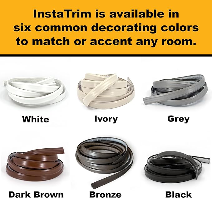 InstaTrim The Original Flexible Trim - 2-Pack of 10ft Grey 1/2" Wide Caulk Tape - Adhesive Trim with Many Uses Including Caulking for Bathtubs, Sinks, Counters, Tile, Floors - Made in USA