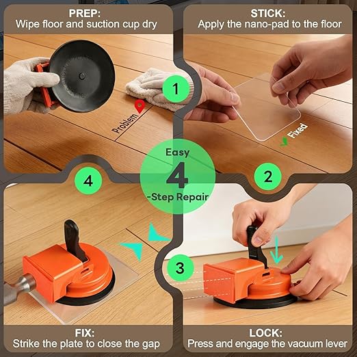 Floor Gap Fixer Tool, Heavy Duty Floor Gap Fixer, Suction Cup Flooring Tool, Quick Lock & Release Repair Tool for Vinyl, Wood, Laminate Floors