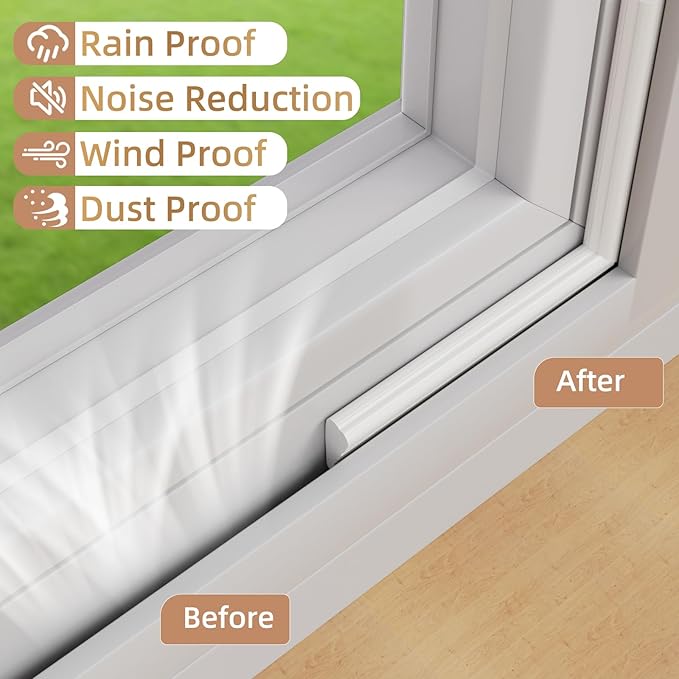 118” Wedge-Shape Foam Window Weather Stripping Door Seal Strip,Soundproofing Frame Winter Insulation Tape for Exterior Front Door,Noise Cancelling Window Inserts,Door Gap Filler Light Blocker,White