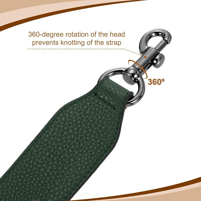 uxcell 22.83 Inch PU Leather Short Bag Strap with Clasp, Purse Handles Handbags Replacement Straps for Clutch Bag Crossbody Underarm Bags, Dark Green, Metallic Black Buckle