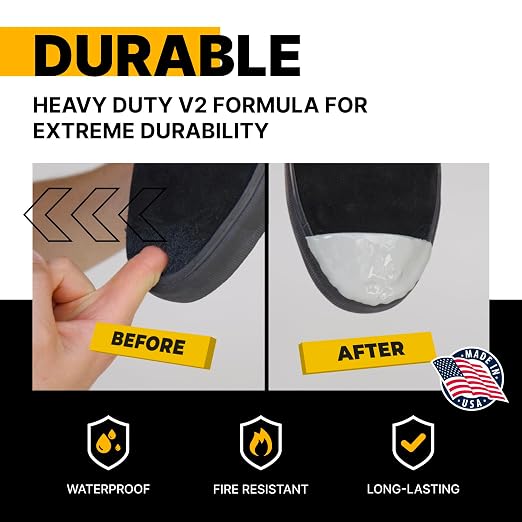 Boot Toe Protector V2 Adhesive, Extra Strong Shoe Glue Toe Protectors for Shoes & Work Boots - Waterproof, Shoe Repair Kit (Black)