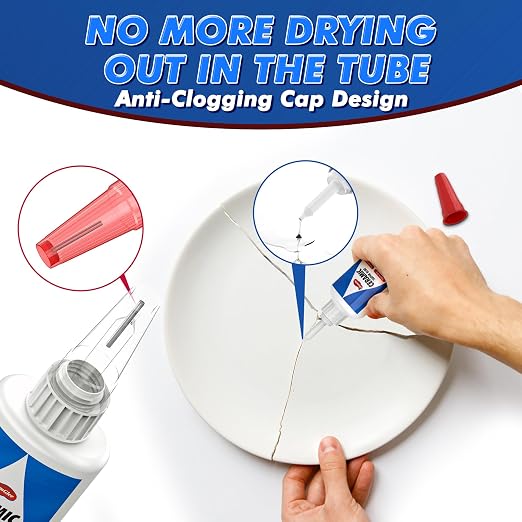 Ceramic Glue, Best Super Glue for Ceramic, Porcelain, Pottery and China Repair - Ultra Strong, Waterproof, High Temperature Resistant, Food Grade Adhesive for Mugs and Dishes, Tiles, Crafts, and More