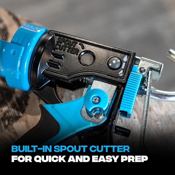 OX 10 oz Caulk Gun No Drip On-Off Switch - Dual Thrust 25:1 or 12:1 Switch - Adhesive Gun with Spout Cutter and Seal Punch OX-T046504