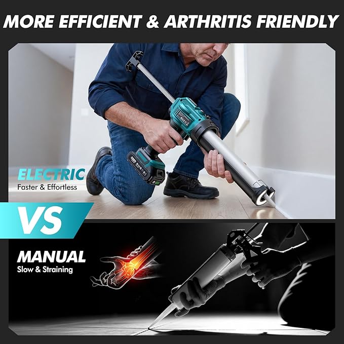 Electric Caulking Gun Compatible with Makita Battery, Cordless Caulk Gun w/ 4 Adjustable Speeds, LED Light, Drip-Free Adhesive 10OZ Caulk Gun for Filling, Sealing (No Battery) (10 oz)