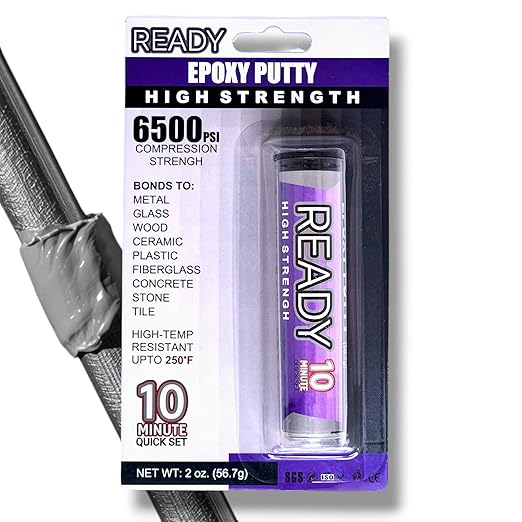 Ready High Strength Premium Epoxy Putty, 10 Minute Quick Set, High Temperature, Metal, Glass, Wood, Plastic, Ceramic, Stone, Tile, Concrete, Fast Bond, Powerful Adhesive