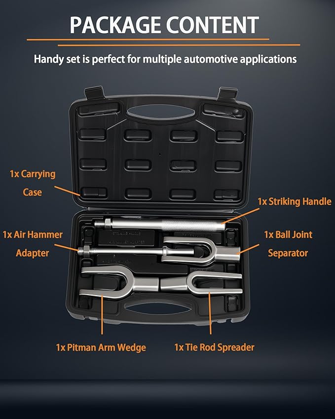 ReluxGo 5-Piece Ball Joint Separator Set, Pickle Fork Tool Set, Tie Rod Removal Tool Set, 1-1/8", 15/16", 11/16", for Cars and Light Vans, with Suitcase