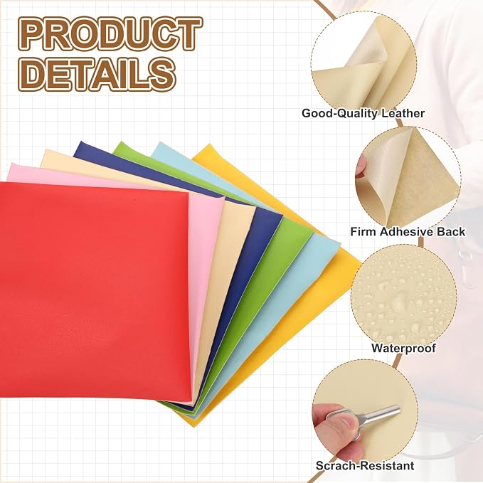 MECCANIXITY 5 Pcs Leather Repair Patch 10"x12" Self-Adhesive Leather Vinyl Repair Tape Kit for Furniture Couches Sofa Chair Car Boat Seats Jackets, Beige Yellow