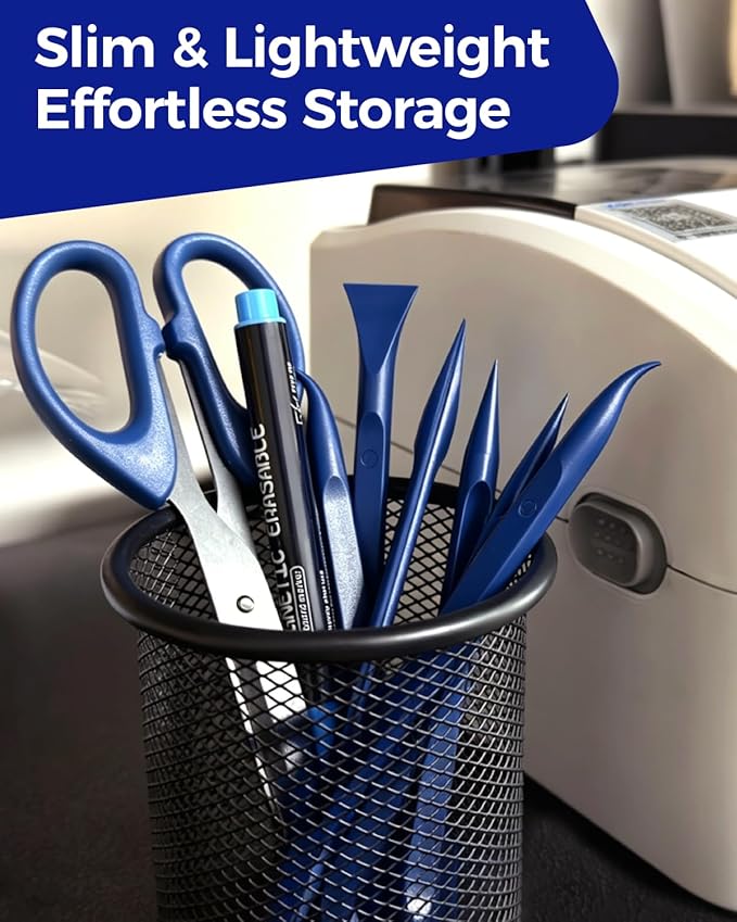 12Pcs Plastic Scraper Tool, Crevice Cleaning Tool, Non-Scratch Car Detailing Supplies for Cleaning, Versatile Label/Sticker Remover & Peeler Tool for Tight Spaces (Blue-12Pcs)