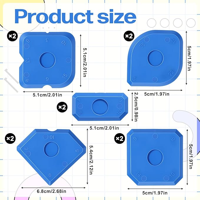 10 Pcs Plastic Caulking Tool Set, Caulk Tool Sealant Finishing Kit, Multi-Edge Applicator Smoother, Caulk Remover Grout Scraper, Reusable for Kitchen Bathroom Tile Floor Window Sink Sealing (Blue)