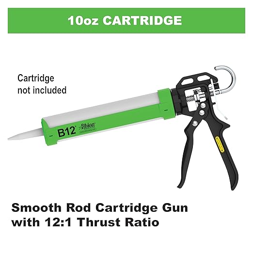 Albion Engineering Company B12 B-Line Manual Cartridge Caulking Gun, 1/10 Gallon (10 oz), 12:1 Drive