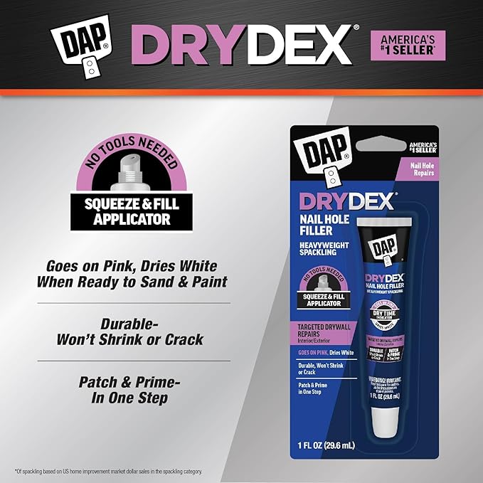 DAP DryDex Dry Time Indicator Spackling, Pink/White, 1 oz (7079800944)