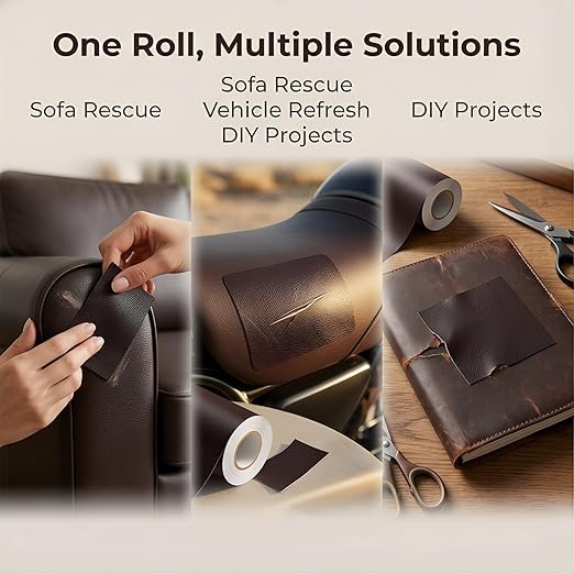 Leather Repair Patch, Leather Repair Tape, Repair Patch Self Adhesive Waterproof, Vinyl Repair Tape, for Couches, Car Seats, Chairs, Furniture (Dark Brown, 24 x 54 Inch)