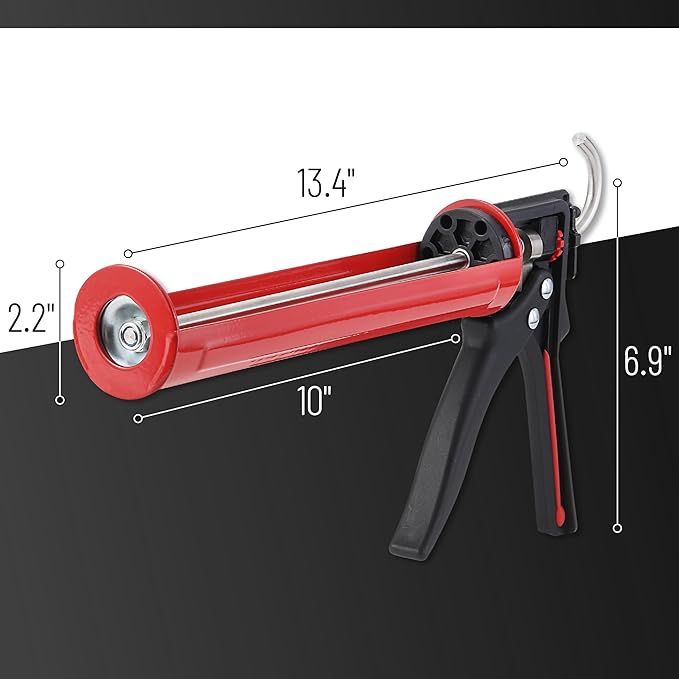 Bates- Caulking Gun, 25:1 Thrust Ratio, Black & Red, Heavy Duty Caulk Gun No Drip