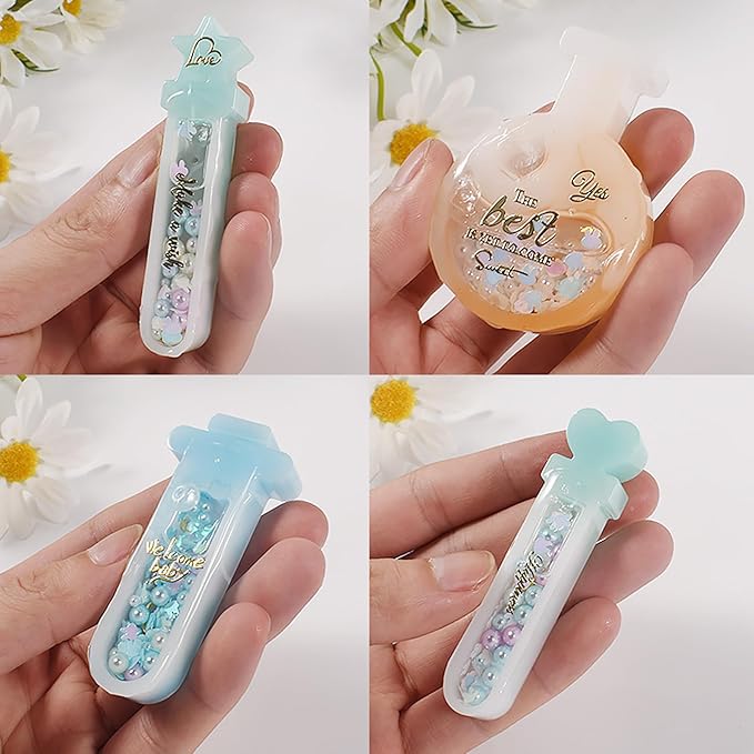 Resin Shaker Molds Set Magic Potions Keychain Charm Pack of 7 Silicone Trays Seal Films Precision Tip Applicator Bottle Kits Bundle