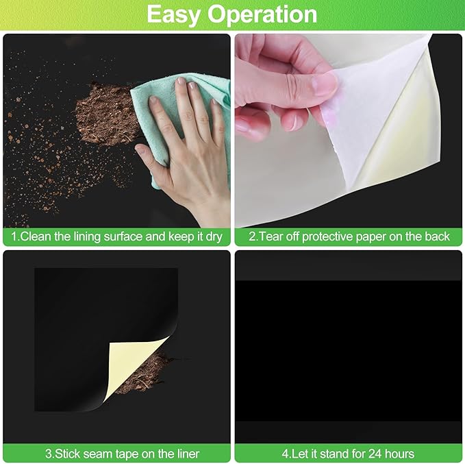 ToLanbbt 2PCS Pond Liner Repair Patch, 10'' x 10'' Self Adhesive Waterproof EPDM Liner Repair Patch Kit Thickened Rubber Pond Seam Peel and Stick Seam Kit for EPDM Garden Cover