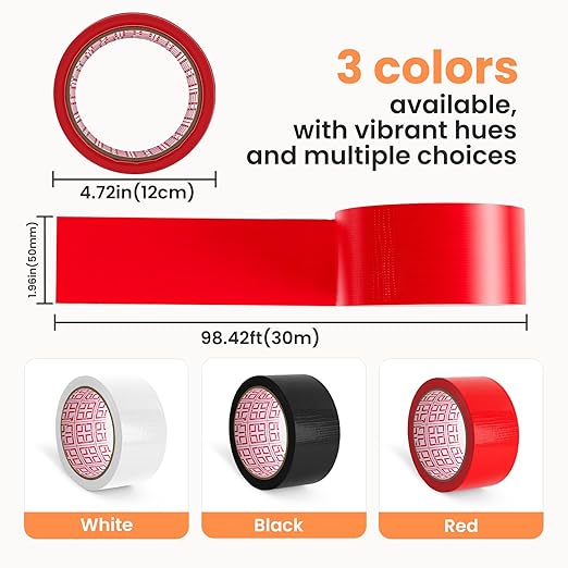 Red Duct Tape Heavy Duty Waterproof,2 Inch x 22 Yard Strong Industrial Strength,Strong Adhesive Sticky, No Residue, Easy Tear by Hand for Indoor & Outdoor Repairs,1 Roll