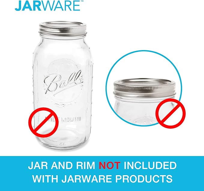 Jarware Multicolor Mason Jar Lids, Set of 4 Wide Mouth Plastic Lids for Mason Jars, White, Black, Brown & Green