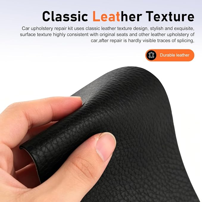 2 PCS Leather Repair Patch, 8 × 4 Inch Self-Adhesive Car Seat Repair Tape, Waterproof Leather Repair Kit, Universal for Car Seats, Couch, Sofas, Handbags, Jackets, Furniture (Black)