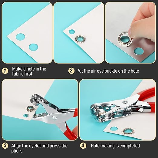 Mudder 301 Pcs Grommet Eyelet Pliers Tool Kit, Fabric Leather Hole Eyelets and Grommets Punch Pliers with 300 Metal Eyelets for Belt Shoes Cloths(1/2 Inch,Gold, Silver)