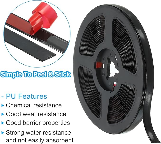 PATIKIL Caulking Trim Strip, 20 Ft Corner Peel and Stick Wall Molding Edging Waterproof Self-Adhesive Trim Caulk Strip for Ceiling Countertop Toilet Tile Tub, Black