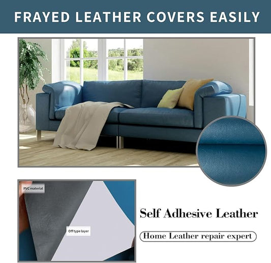 Leather Repair Patch, Self Adhesive Leather Repair, Large Vinyl Patch Tape for Couches, Furniture, Car Seats, Cabinets, Wall, Handbags （Blue, 3.5X79 Inch）