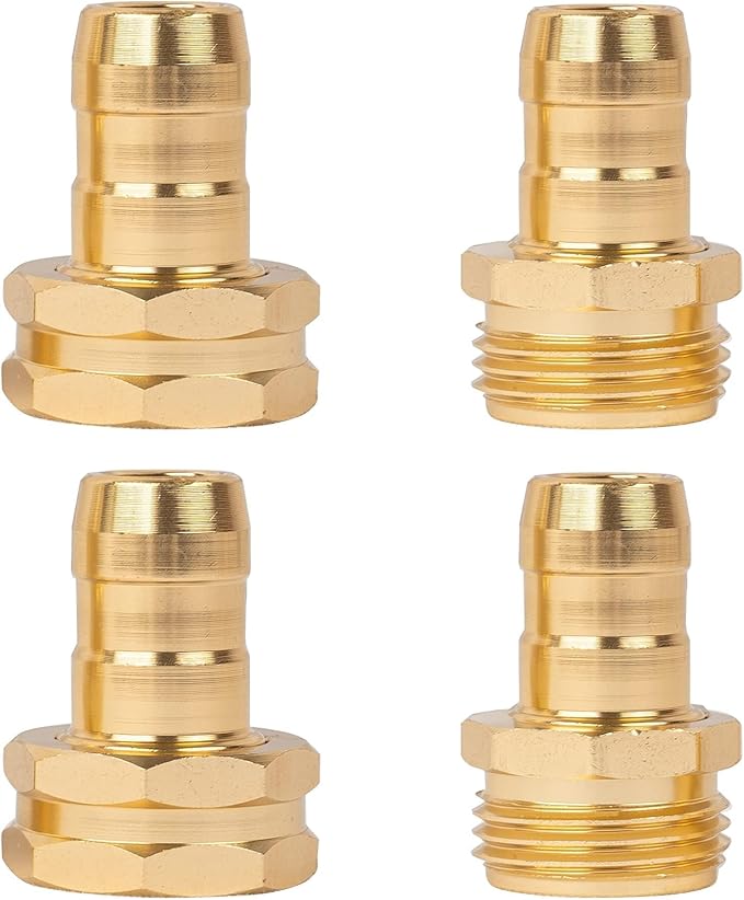 Hourleey Garden Hose Repair Connector with Clamps, Fit for 3/4" or 5/8" Garden Hose Fitting, Male and Female Hose Adapter Water Hose Repair Kit, 5 Set