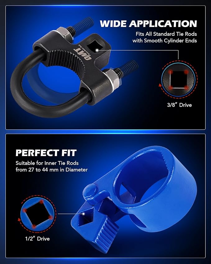 Orion Motor Tech Inner Tie Rod End Tool & Ball Joint Separator Set, 2-in-1 Tie Rod Removal Tool & Ball Joint Spread Tool Set, Ball Joint Removing Tool with 1/2" Drive Socket 3/8" Drive Tie Rod Clamp